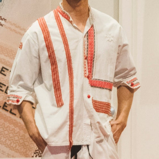 Ethno Melodic Button-Down Shirt