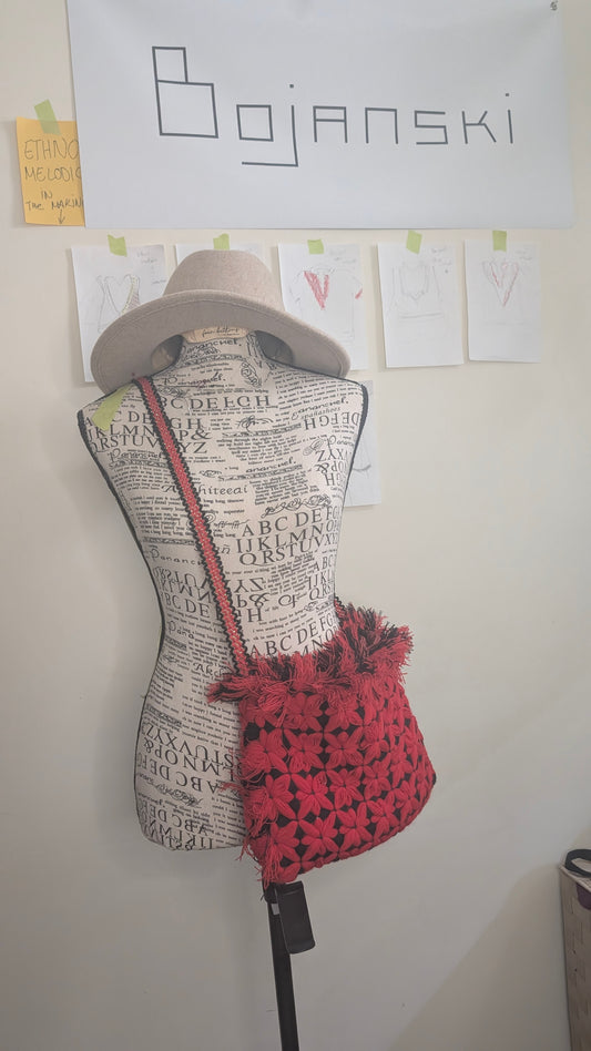 Ethno Red Frey Square Bag